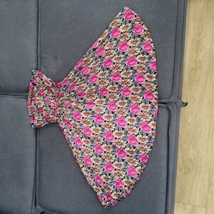 Floral Patterned Dress with Pink and Tan Accents